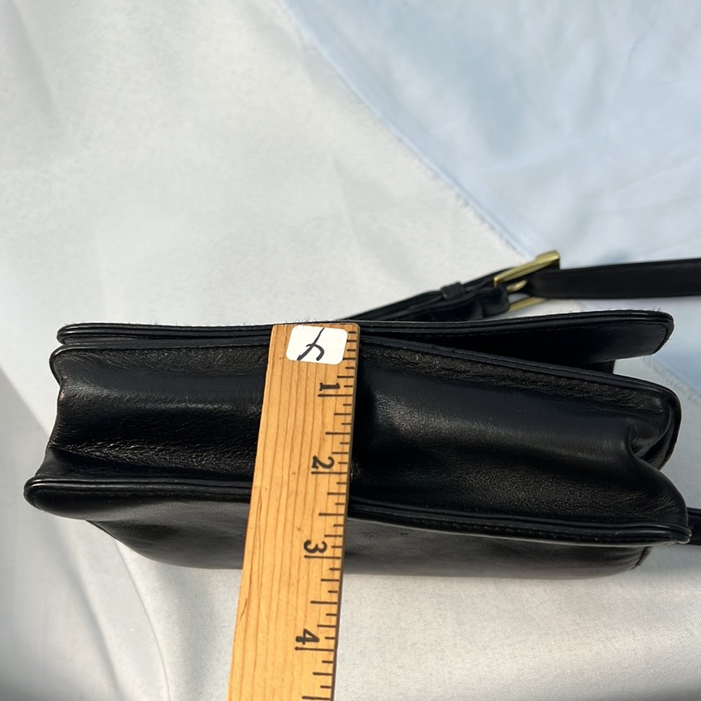 Ralph Lauren crossbody black leather gold hardware purse with fold snap closure - Picture 8 of 10